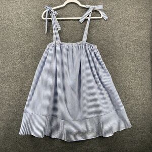 English Factory Dress Womens S Overalls Blue Striped Babydoll‎ Cottagecore Boho
